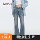 三福牛仔長(cháng)褲2025秋季經(jīng)典口袋合體喇叭褲子女裝495580 淺藍色 M