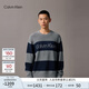Calvin KleinJeans25秋冬新款男士羊毛混紡ck條紋提花打底針織衫毛衣4RD397G P7E-藍灰條紋 L