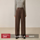 LILY【暖感磨毛】冬新款女裝日系松弛感寬松香蕉褲闊腿休閑褲 719栗棕 M