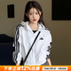 阿迪達斯（adidas）女裝夾克 25秋新款運動(dòng)服跑步健身梭織上衣防風(fēng)透氣休閑連帽外套 典雅白/網(wǎng)面襯里/時(shí)尚三條紋 L 【170建議體重120-130斤】