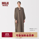 無(wú)印良品（MUJI）女式 柔軟紗織 連衣裙 純棉長(cháng)袖睡裙女25年秋季 家居 FD1MAA5A 深咖啡色 S (155/80A)