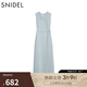 SNIDEL2025春夏新品簡(jiǎn)約毛邊圓領(lǐng)無(wú)袖后開(kāi)叉針織連衣裙SWNO251097 淺藍色 M (1)