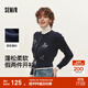 森馬（Semir）陳都靈針織開(kāi)衫女小寬松短款圓領(lǐng)毛衣2025冬新款圖案刺繡正肩毛衫 藍色調00388 M