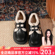 達芙妮官方加絨樂(lè )福鞋女2025秋冬新款學(xué)院風(fēng)毛毛鞋百搭小皮鞋保暖雪地靴 黑色【加絨款】 36