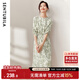 尚都比拉新中式國風(fēng)連衣裙夏裝青花瓷印花氣質(zhì)收腰顯瘦裙子 白底綠花 L