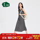 松山棉店二合一薄荷條紋女士帶杯背心裙無(wú)袖長(cháng)款顯瘦睡裙休閑寬松黑白條L
