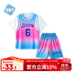 舒貝怡兒童衣服短袖套裝夏男女童籃球服假兩件運動(dòng)服中大童裝班服藍 120