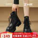 ZHR馬丁靴女經(jīng)典厚底增高短靴子女復古圓頭百搭單里女靴 JF95黑色37