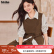 MsShe【復古磨毛三件套裝】大碼女裝2025秋裝胖mm馬甲襯衫闊腿褲 拿鐵色25年10月20日到貨 3XL