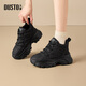dusto大東休閑運動(dòng)女鞋冬季新款平底高跟系帶圓頭拼貼D0650 38 黑色