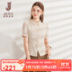 經(jīng)典故事（JANE STORY）2024夏季洋氣短袖襯衫女新款波點(diǎn)雪紡衫上衣別致修身職業(yè)襯衣小衫 杏黑波點(diǎn) L