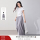 香影【仙女褲】灰色裙褲女垂感2025夏裝新款顯瘦寬松大褲腳闊腿褲 套裝1 T恤+灰色裙褲 M 160/84A/95-110斤