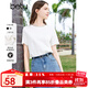 百圖betu女裝春夏新款T恤簡(jiǎn)約圓領(lǐng)針織T恤舒適百搭短袖女2403T12 白色 M