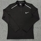 NBA CARES-NIKE秋冬體育綜訓跑步田徑男女長(cháng)袖T恤顆粒健身速干訓練 顆粒絨半拉鏈長(cháng)袖黑色 XL 建議130-150斤