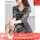 ZXEGI新款高檔100%真絲桑蠶絲連衣裙女高端品牌時(shí)尚大氣鏤空刺繡中長(cháng)裙 黑色 L （111-120斤）