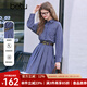 百圖betu女裝2025春季新款連衣裙翻領格子腰帶收腰連衣裙裙子2502T75 藍色 M