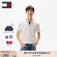 TOMMY JEANS【潮流鑲邊】25夏季男裝純棉珠地網(wǎng)眼商務(wù)翻領(lǐng)短袖T恤POLO 白色YBL L