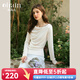 Olrain歐芮兒杏白色針織衫女春季2025新款法式不規則長(cháng)袖上衣 杏白色 M