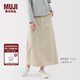無(wú)印良品（MUJI）女式水洗人字紋直筒裙長(cháng)半身裙女純棉25年秋季裙子女裝 象牙色 S (155/62A)