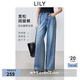 LILY經(jīng)典丹寧2025春復(fù)古全棉中高腰百搭寬松直筒牛仔褲闊腿褲女 419牛仔藍 M