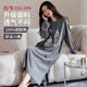 古今（GUJIN）新品睡裙女春秋純棉長(cháng)袖睡衣長(cháng)款連衣裙可外穿全棉休閑小狗家居服