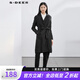 sdeer圣迪奧春秋季無扣開襟設(shè)計(jì)腰帶裝飾撞色龜裂紋理內(nèi)襯風(fēng)衣女S18361862 黑/91 S/160