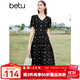 百圖betu女裝夏季新款連衣裙優(yōu)雅V領(lǐng)百搭簡(jiǎn)約X型連衣裙女2403T97 黑色 S