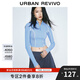 UR2025春季新款女裝時(shí)尚休閑插肩袖拉鏈立領(lǐng)針織衫UYV950024 淺藍 (偏短) S