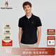 Hush Puppies【柔軟透氣】暇步士男士夏季純棉百搭經(jīng)典翻領(lǐng)刺繡短袖polo衫 黑色-3 L