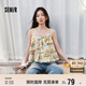 森馬（Semir）襯衫女短款修身荷葉邊度假風(fēng)2025夏甜美滿(mǎn)印吊帶小衫109325104002