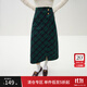 范思藍(lán)恩23FS14476 格子毛呢半身裙女秋冬新款高腰a字裙 綠色格紋 S