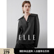 ELLE灰色大翻領(lǐng)寬松衛衣女2025秋季新款休閑套頭時(shí)髦高級感上衣 深灰 M