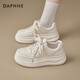 達芙妮松糕厚底板鞋女款2026新款春季增高百搭休閑鞋透氣運動(dòng)小白鞋女