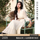 歌力思（ELLASSAY）博主同款25春夏新款法式浪漫優(yōu)雅緞面光澤波西米亞度假連衣裙女 珠光白 XS