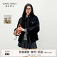 秋水伊人經(jīng)典圓形立領(lǐng)毛呢外套2025年冬季新款女直筒寬松百搭上衣 藏青色 XL