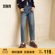 森馬（Semir）森柔|牛仔褲女冬季寬松半松緊腰抓毛長(cháng)褲遮胯錐形褲103724124007