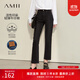 AMII女裝2025秋季新款港風(fēng)懷舊水洗磨白修身黑牛牛仔藍牛仔長(cháng) 黑色 L