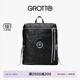 GROTTO個(gè)樂(lè )黑石雙肩包大容量褶皺綿羊皮軟皮背包電腦包通勤旅行包 黑石背包L（銀標）
