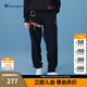 Champion【情人節系列】冠軍夏季膠印草寫(xiě)LOGO愛(ài)心涂鴉休閑長(cháng)褲情侶 黑色 M