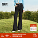 森馬（Semir）牛仔褲女森柔牛仔高腰喇叭褲顯瘦顯腿長(cháng)黑色褲子2024冬新款拖地褲 牛仔水洗黑98201 26