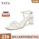 他她（TATA）法式高跟涼鞋仙女一字帶氣質(zhì)時(shí)裝涼鞋2024秋涼鞋XEK02BL4 透明/米白/銀 36