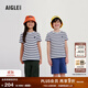 AIGLE艾高輕奢短袖T恤春夏經(jīng)典款速干吸濕戶(hù)外運動(dòng)上衣條紋兒童 白色 AY652 10A