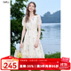 百圖betu女裝2025夏季新款短袖連衣裙重工刺繡文藝連衣裙裙子2507T67 杏色 M