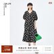 噢姆（AUM）【復(fù)古波點(diǎn)】AUM噢姆夏季新款黑色泡泡袖連衣裙女荷葉邊波點(diǎn)裙 黑白波點(diǎn) XL