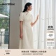 珂萊蒂爾【玫瑰裙】2025年夏季新款新中式立領(lǐng)女氣質(zhì)中長連衣裙 淡橙黃 M