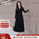 絲柏舍A字連衣裙2025秋裝新款女裝時尚收腰長袖V領氣質(zhì)大擺裙
