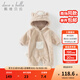 戴維貝拉（DAVE＆BELLA）新生兒爬服嬰兒連體衣0-6個(gè)月寶寶衣服冬季新款牛奶絨男寶睡衣 卡其色【現貨】 80cm （建議身高73-80cm）