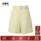 麥檬MM麥檬商場(chǎng)同款涼感亞麻文藝貴淺綠休閑短褲5E6150661 淺綠 M