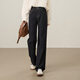逸陽(yáng)牛仔直筒褲女2025年早秋季新款萊卡彈力闊腿筆筒褲子 黑金色 30