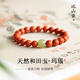 天然南紅瑪瑙手串和田玉滿(mǎn)肉柿子紅晴水原創(chuàng  )礦文玩女本命手鏈真品 6mm【天然南紅配和田玉】輕鴻手串 16-17cm手圍